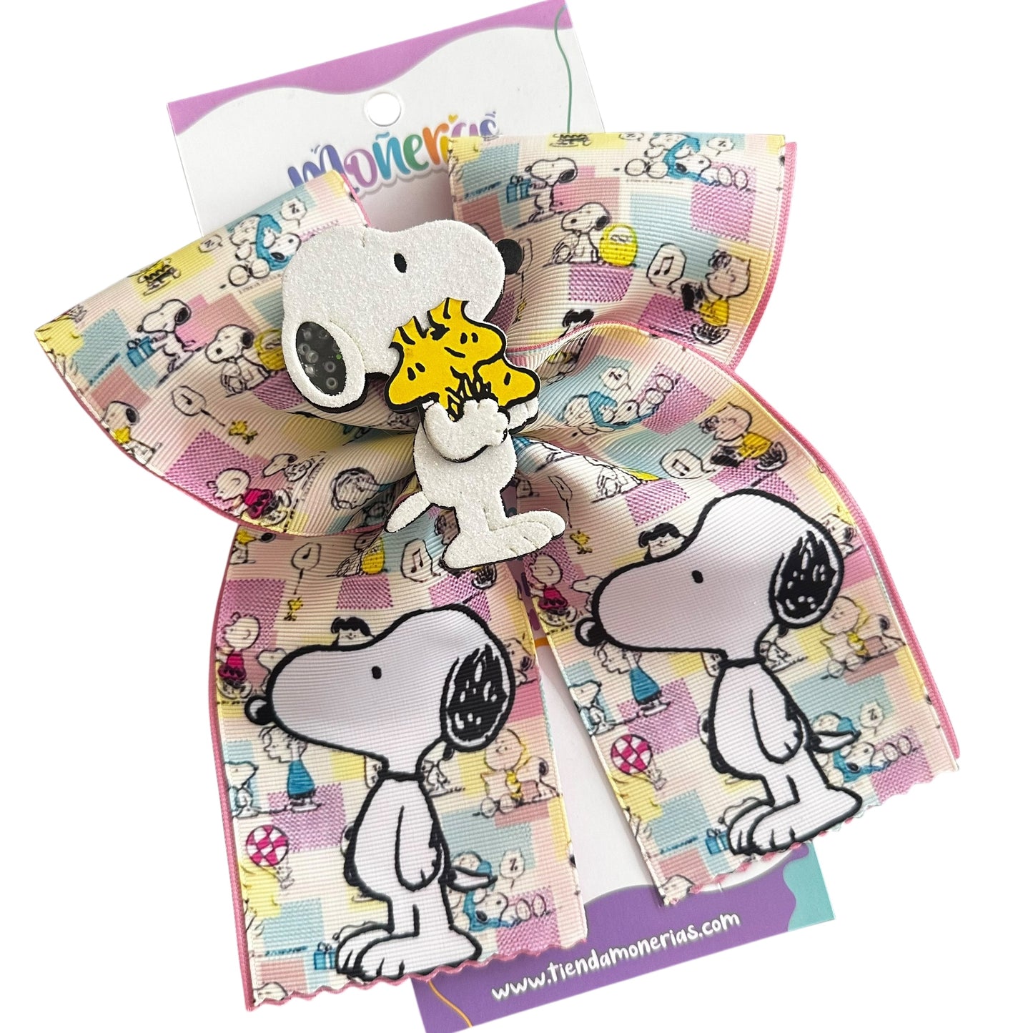 Moño Snoopy Cuadros Pastel
