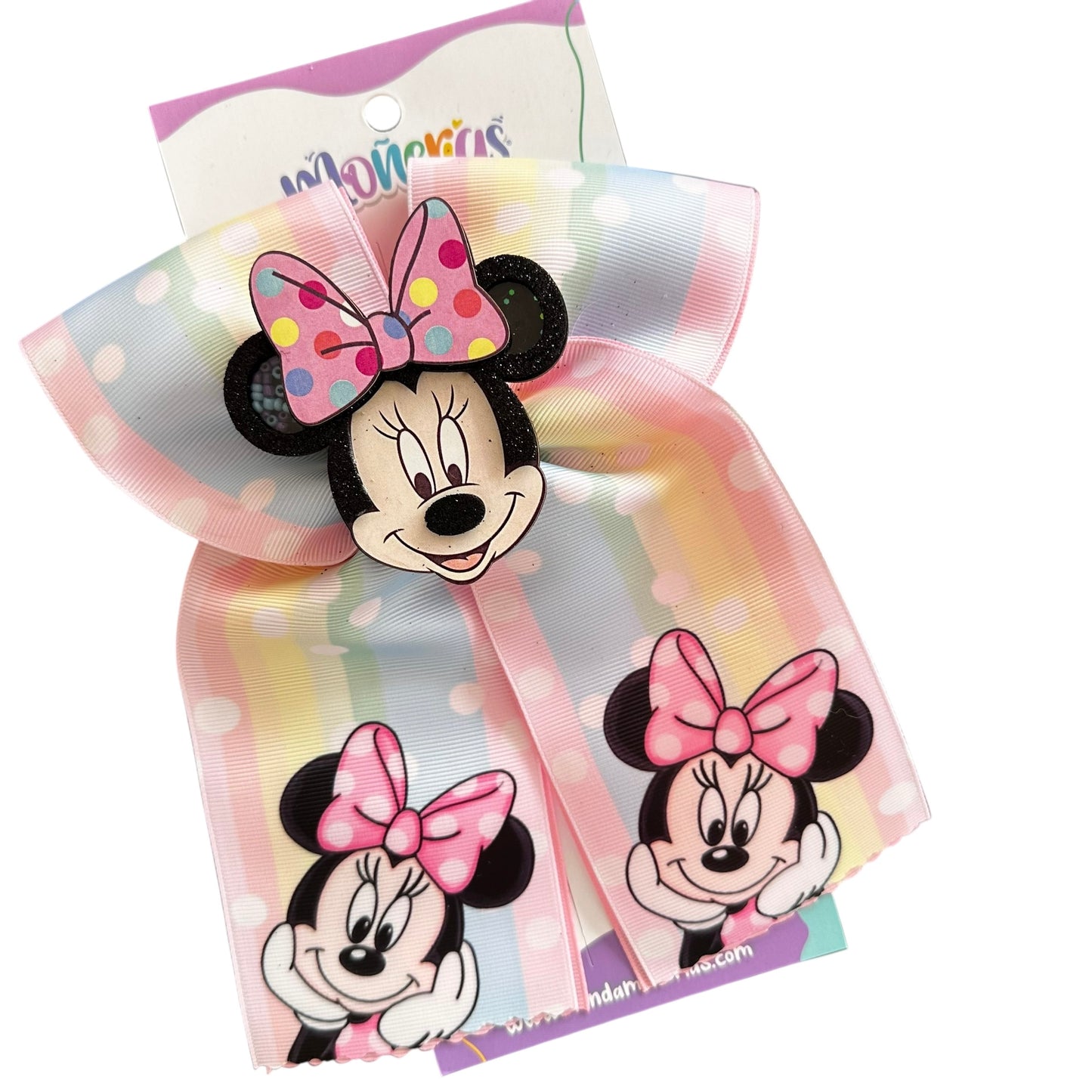 Moño Minnie Rayas Pastel