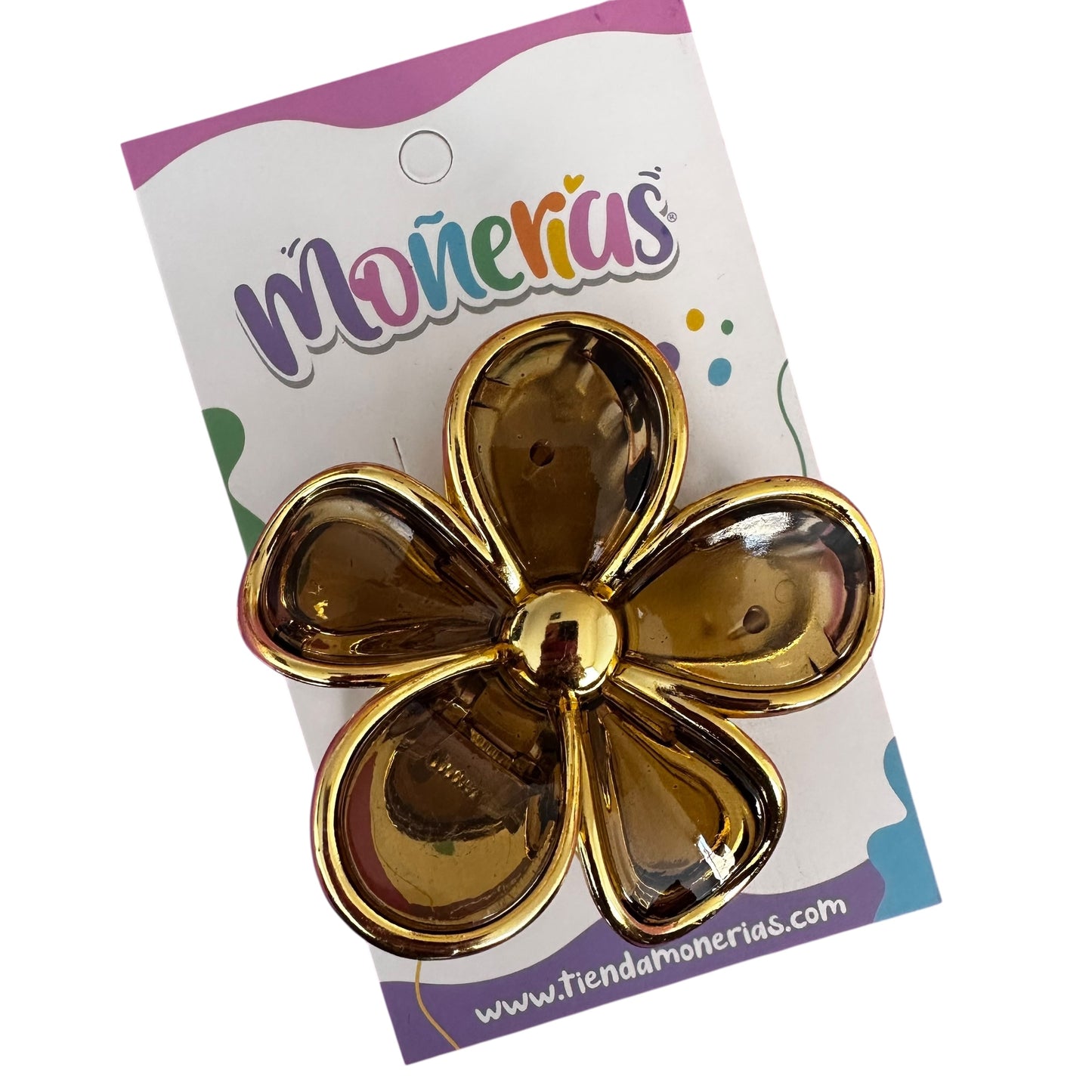 Pinzas Flor Filo Dorado