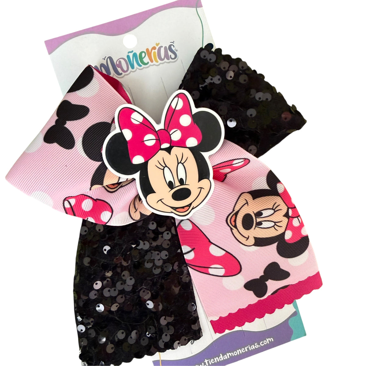 Moño Minnie Lentejuela Negro