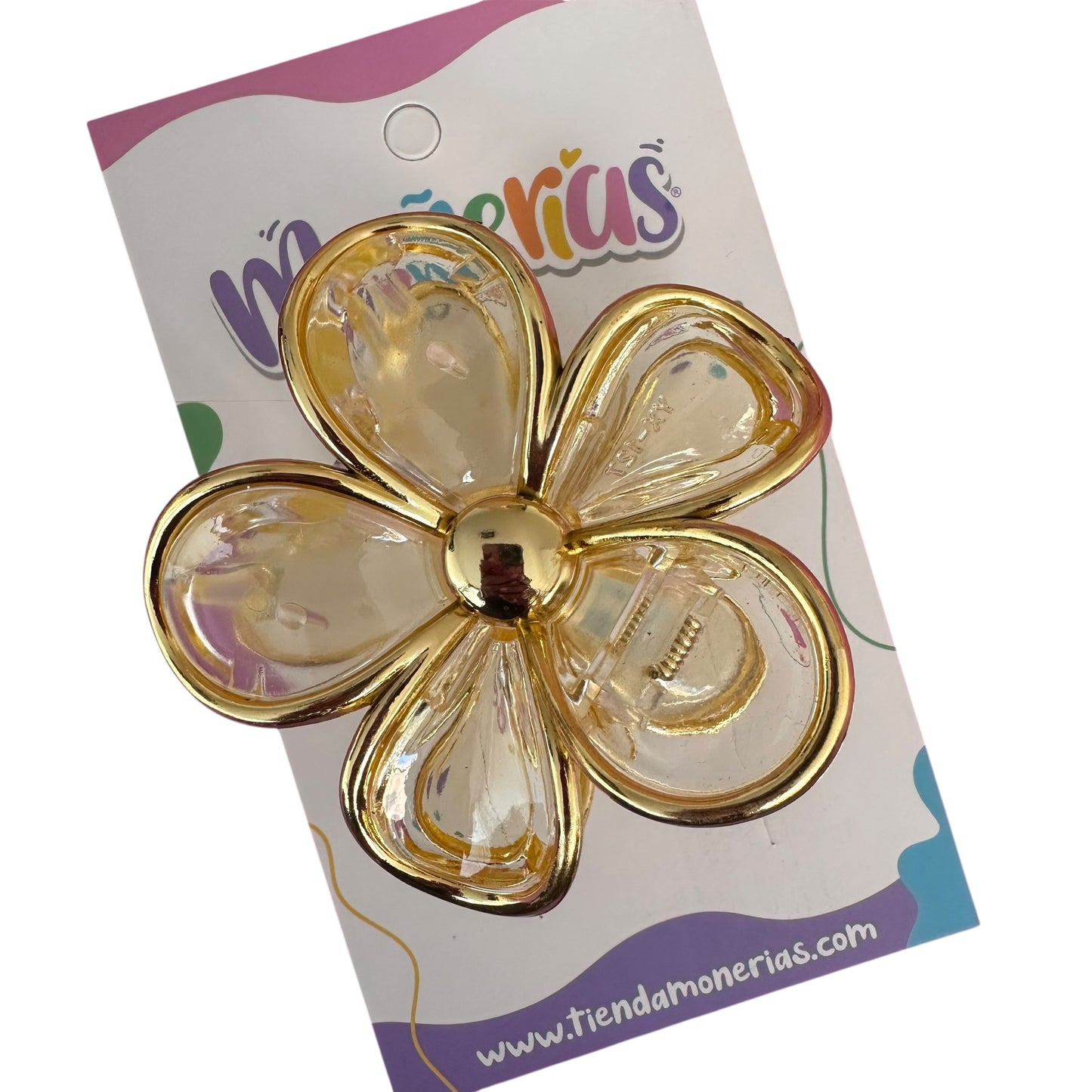 Pinzas Flor Filo Dorado