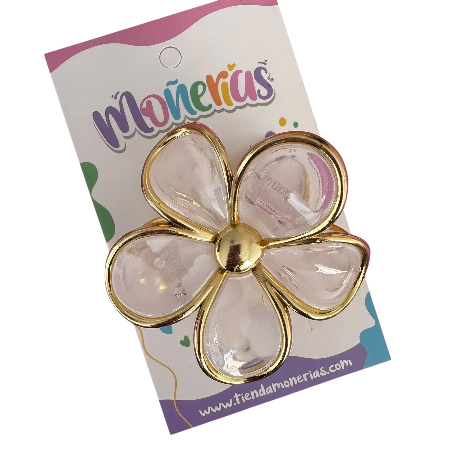 Pinzas Flor Filo Dorado