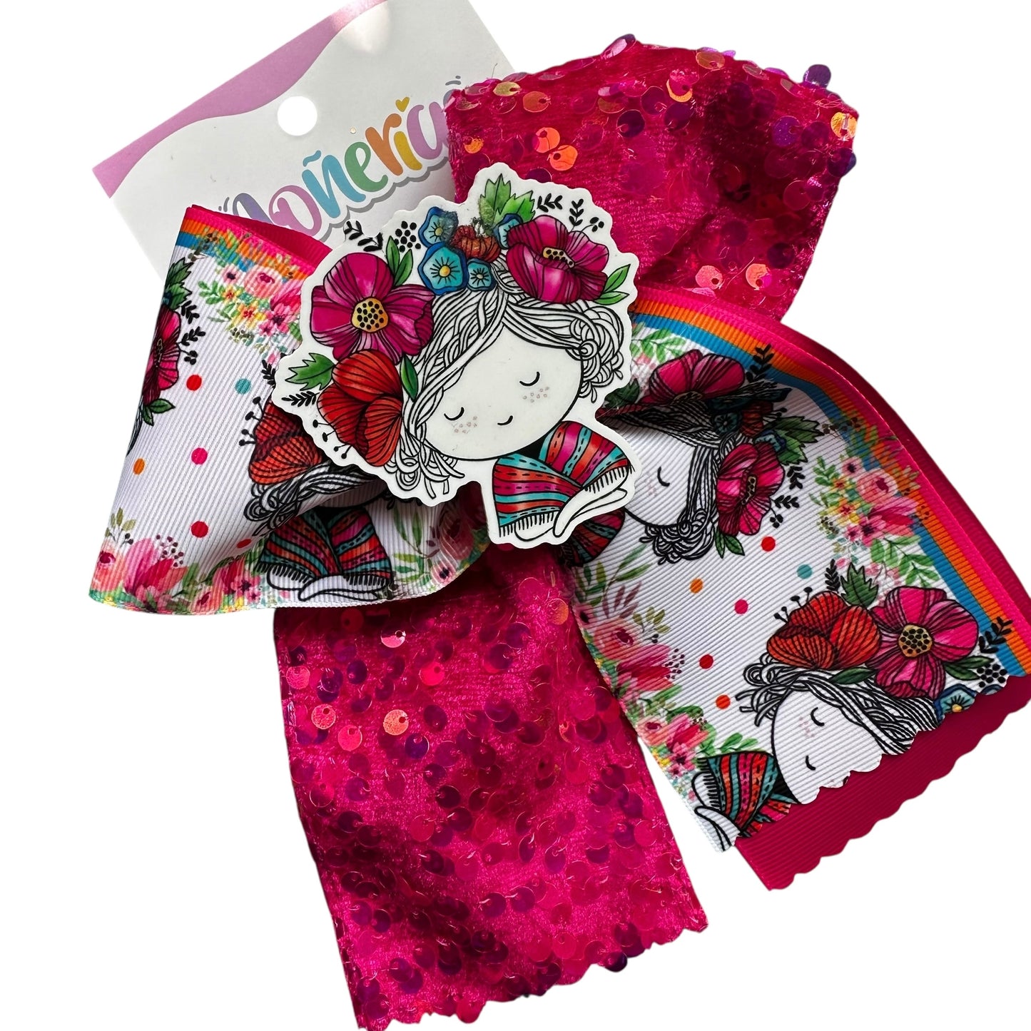 Moño Niña con Flores y Zarape