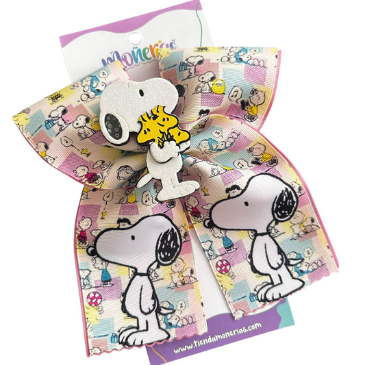 Moño Snoopy Cuadros Pastel