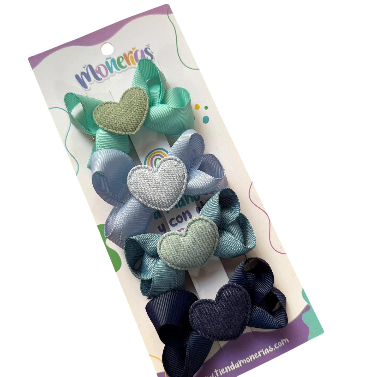 Sets de 4 Moños con corazón de Pana