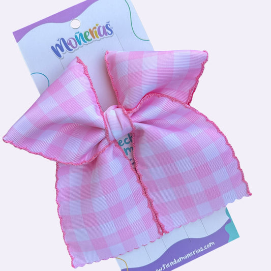 Coletero Cuadros Rosas Orilla Bordada