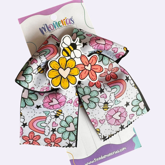 Moño Abeja con Flores