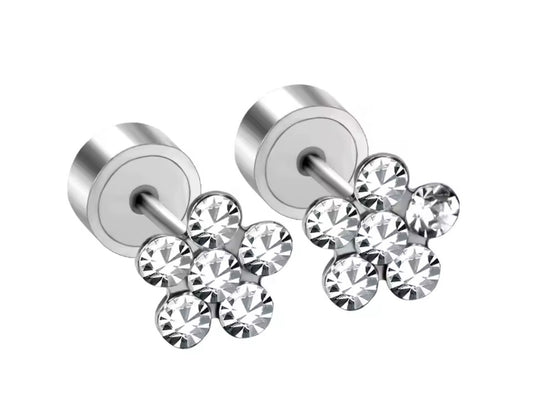 Par Aretes Flor Plata