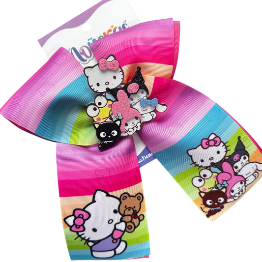 Colorful Stripes Kitty Bow