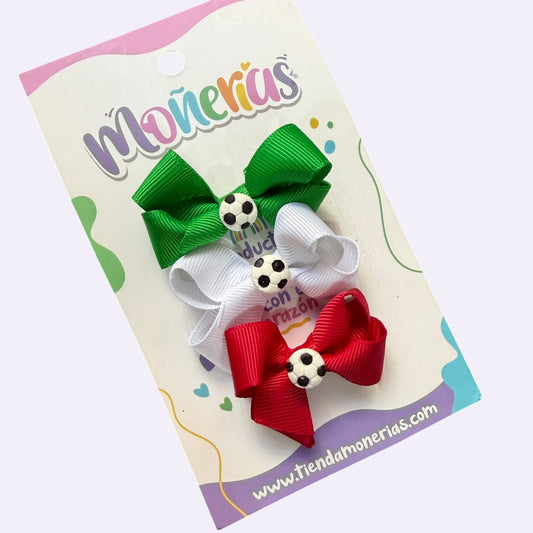 Set 3 mini moños Tricolor
