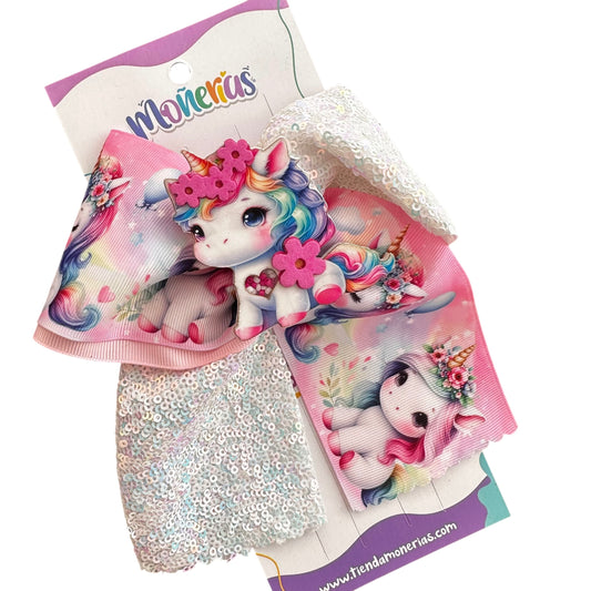Moño Unicornio Flores