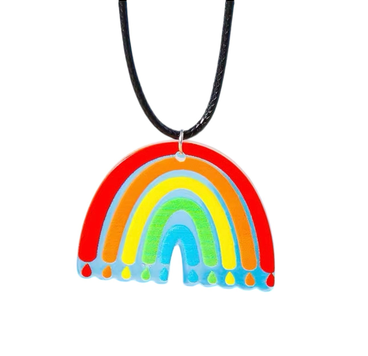 Rainbow Acrylic Paint Necklace