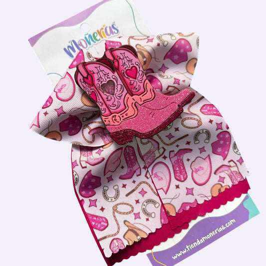 Moño Coletero Botas Fucsia