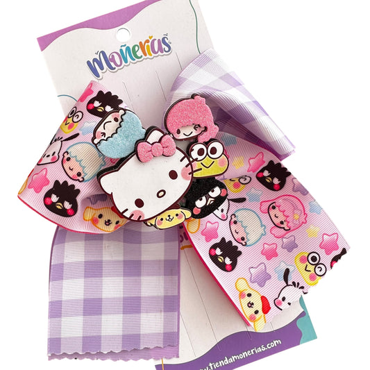 Moño Sanrio Cuadros Lila