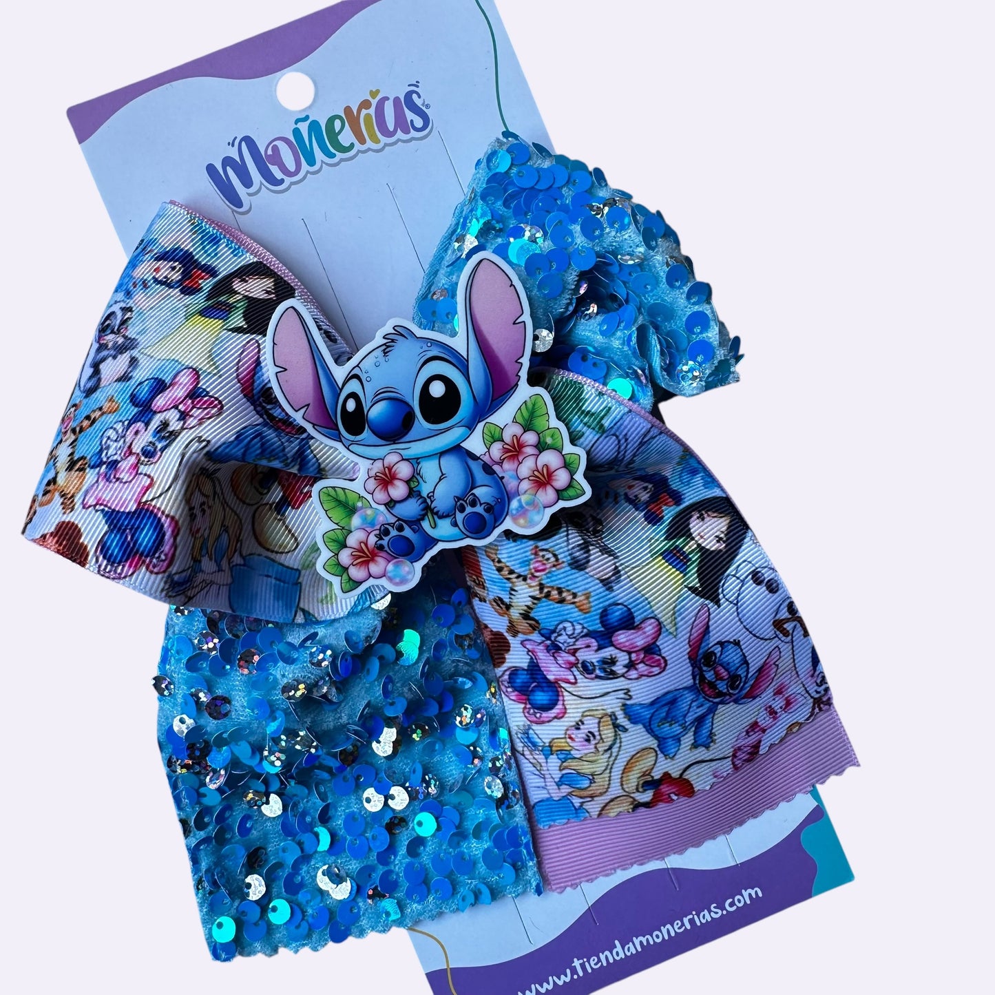 Moño Coletero Stitch Flores