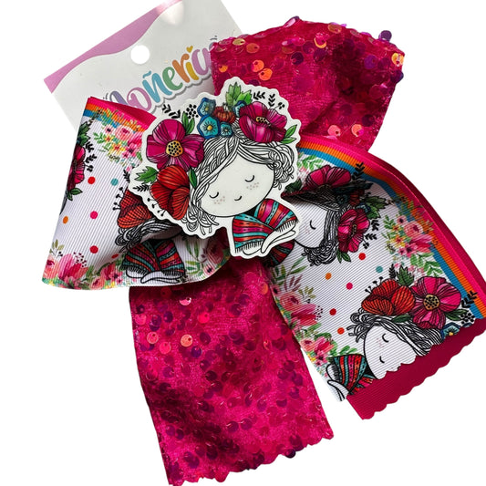 Moño Niña con Flores y Zarape