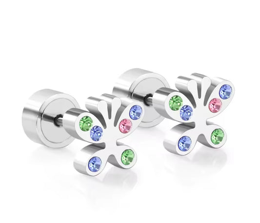 Par Aretes Mariposa Colores
