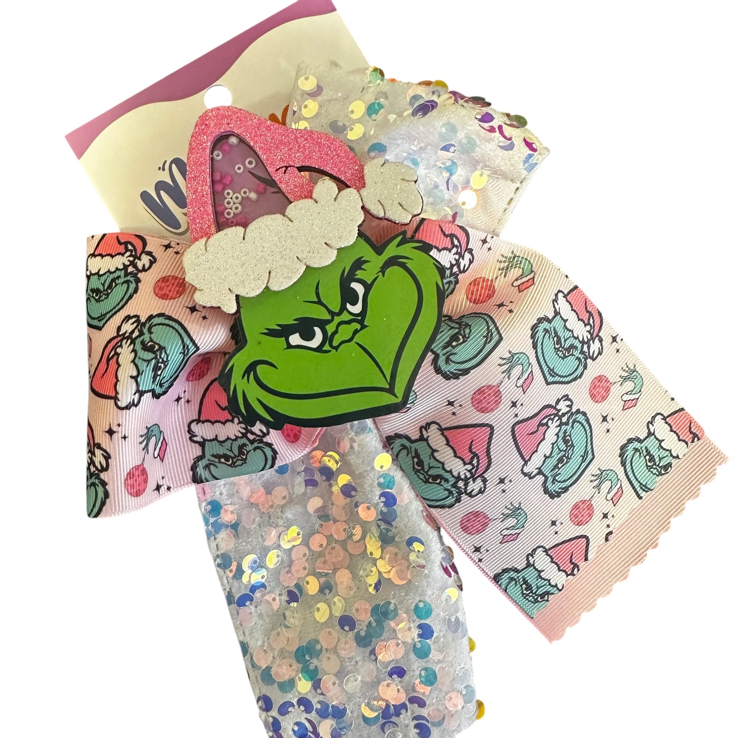 Pink Grinch Bow