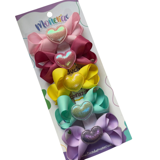 Set Corazones Puffy Holográficos