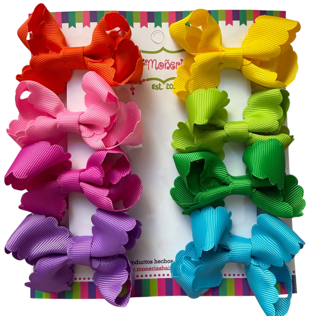 Set 8 moños con orilla ondulada