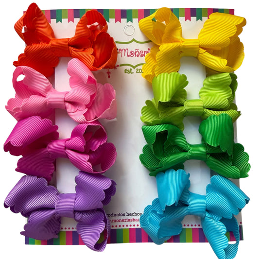 Set 8 moños con orilla ondulada