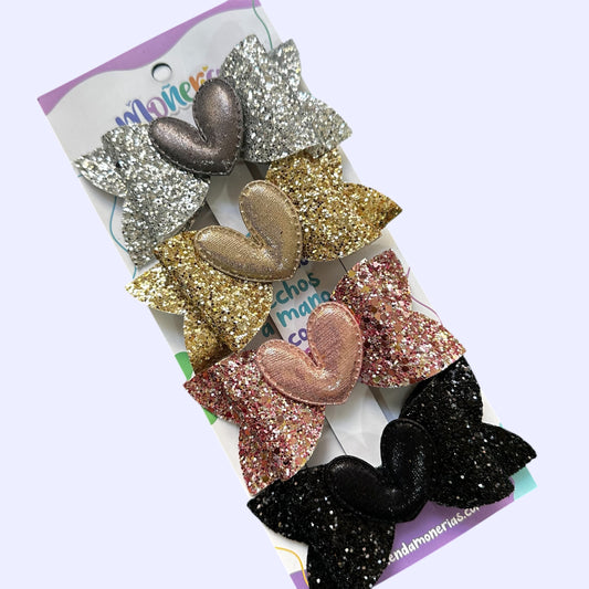 Set Corazones Glitter