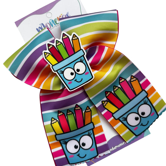 Moño Rayas Lápices Colores